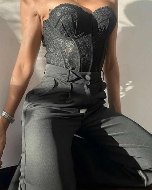 CORSET NEGRO MANGO BICHE