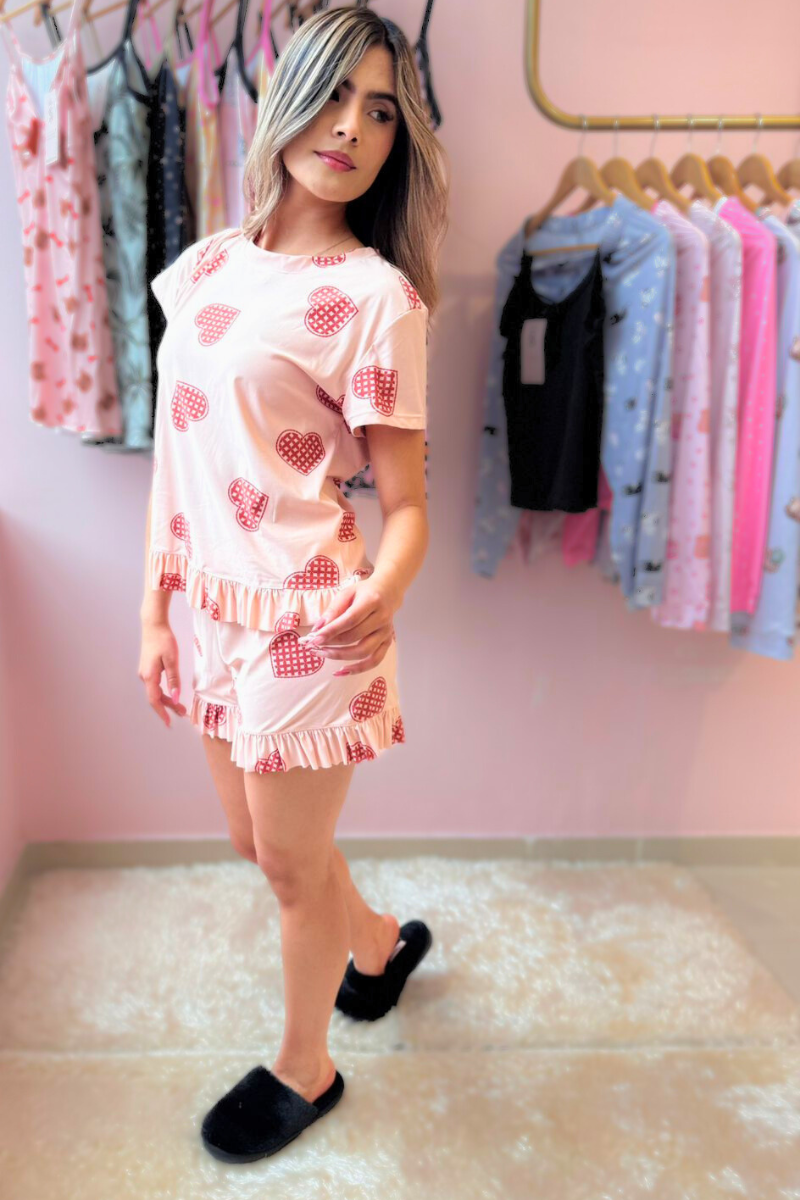 SHORT Y BLUSA MANGA CORTA CORAZON