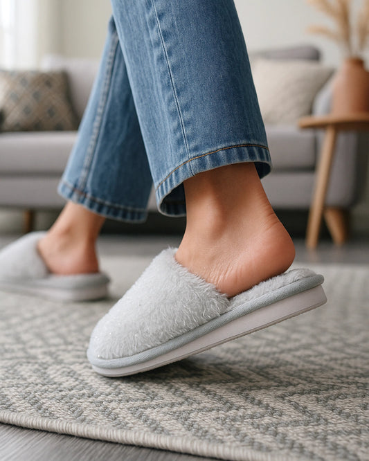 PANTUFLAS PREMIUM RABBIT CERRADAS GRIS