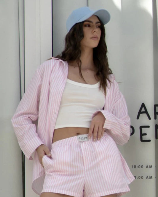 CONJUNTO SHORT 3 PIEZAS ROSA