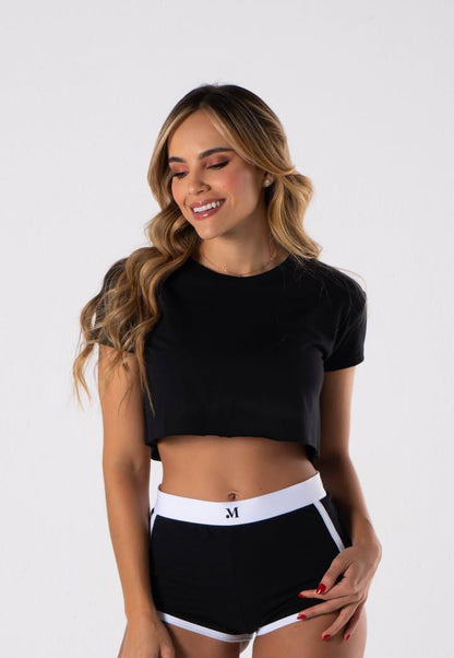 SET PIJAMA SHORT NEGRA